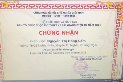 Trường THCS Nghĩa Điền hưởng ứng tham gia cuộc thi thiết kế bài giảng điện tử năm 2021